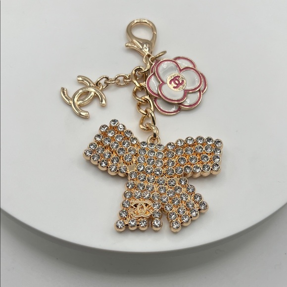 082. Crystal Bow Keychain with CC charm